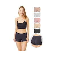 Cottonhill Basic Lazer Kesim Dikişsiz Kadın Boxer Külot 5'li Paket Renkli-1 Çok Renkli Cottonhill Basic Lazer Kesim Dikişsiz Kadın Boxer Külot 5'li Paket Renkli-1 Çok Renkli