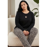 Siyah İnci Pamuklu Likralı Büyük Beden Battal Boy Örme Pijama Takım 26240886 Siyah Siyah İnci Pamuklu Likralı Büyük Beden Battal Boy Örme Pijama Takım 26240886 Siyah