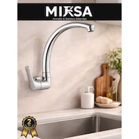Duvardan Tek Su Çıkışlı Pipo Kuğu Borulu Lavabo-eviye Bataryası Çeşmesi Musluğu Krom