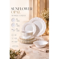 Sunflower Opal 18 Parça 6 Kişilik Yemek Takımı Beyaz Beyaz Sunflower Opal 18 Parça 6 Kişilik Yemek Takımı Beyaz Beyaz