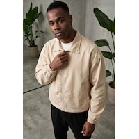 Freemen Erkek Basic Gabardin Kumaş Fermuarlı Oversize Mevsimlik Polo Yaka Ceket Bej Freemen Erkek Basic Gabardin Kumaş Fermuarlı Oversize Mevsimlik Polo Yaka Ceket Bej