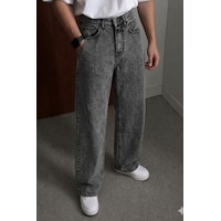 Tarz Cool Erkek Bol Paça Jean Pantolon Rahat Kesim Denim Füme Tarz Cool Erkek Bol Paça Jean Pantolon Rahat Kesim Denim Füme