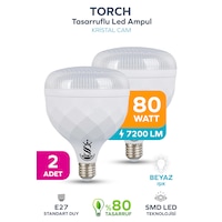 80w Kristal Tasarruflu E27 Beyaz Işık Torch Led Ampul-1-2-4-6-8-10 Adettir 2 Adet 80w Kristal Tasarruflu E27 Beyaz Işık Torch Led Ampul-1-2-4-6-8-10 Adettir 2 Adet