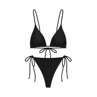 İpli Üçgen Bikini Takımı Siyah İpli Üçgen Bikini Takımı Siyah