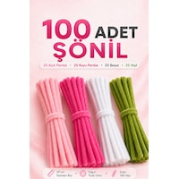 100 Adet Şönil Tel 30 Cm Pembe Beyaz Yeşil Tüylü Hobi Teli El İşi Ve Dıy Çiçek Yapımı 100 Adet Şönil Tel 30 Cm Pembe Beyaz Yeşil Tüylü Hobi Teli El İşi Ve Dıy Çiçek Yapımı