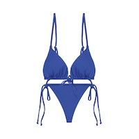 İpli Üçgen Dokulu Bikini Takımı Mavi İpli Üçgen Dokulu Bikini Takımı Mavi