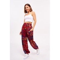 Giysa Kırmızı Etnik Desenli Kadın Şalvar Yoga Pantolonu %100 Viskon Çift Cepli - 2460 Kırmızı Giysa Kırmızı Etnik Desenli Kadın Şalvar Yoga Pantolonu %100 Viskon Çift Cepli - 2460 Kırmızı