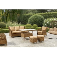 Lüks Sentetik Rattan Bahçe Oturma Grubu - 180 Cm Üçlü Koltuk + 2 Tekli + Masa - Paslanmaz Galvaniz İskelet Kahverengi - Krem Lüks Sentetik Rattan Bahçe Oturma Grubu - 180 Cm Üçlü Koltuk + 2 Tekli + Masa - Paslanmaz Galvaniz İskelet Kahverengi - Krem