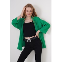 Bigdart 5862 Örme Kimono - Yeşil 001 Bigdart 5862 Örme Kimono - Yeşil 001