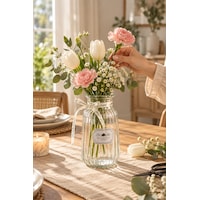 Porsima 04286 Çizgili Cam Vazo 1300 Ml Kurdele Detaylı Şeffaf Vazosu 22 Cm Porsima 04286 Çizgili Cam Vazo 1300 Ml Kurdele Detaylı Şeffaf Vazosu 22 Cm