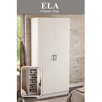 Ela Gardrop Askılı Elbise Dolabı Raflı Elbise Dolabı Beyaz Ela Gardrop Askılı Elbise Dolabı Raflı Elbise Dolabı Beyaz