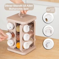 Porsima 1078 Kare Döner Standlı Döner Kapaklı Cam Baharatlık Cap Beyaz - Cappucino Porsima 1078 Kare Döner Standlı Döner Kapaklı Cam Baharatlık Cap Beyaz - Cappucino