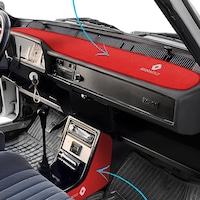 Renault 12 Toros Uyumlu Kırmızı Nakışlı Torpido Koruma Halısı & Vites Orta Konsol Yan Kaplama Seti Renault 12 Toros Uyumlu Kırmızı Nakışlı Torpido Koruma Halısı & Vites Orta Konsol Yan Kaplama Seti