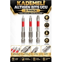 Kademeli Altıgen Bits Ucu Seti 3 Parça Çelik Vidalama Adaptörü 4- Kademeli Altıgen Bits Ucu Seti 3 Parça Çelik Vidalama Adaptörü 4-