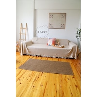 2'li Kolları Örten Koltuk Örtüsü 180x300 Battal Boy Bej Bej 2'li Kolları Örten Koltuk Örtüsü 180x300 Battal Boy Bej Bej