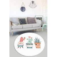 Happy Cactus Djt Ekru Çap 140X140 Cm Yıkanablir Halı Happy Cactus Djt Ekru Çap 140X140 Cm Yıkanablir Halı