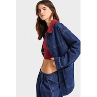 it's basic Kadın Koyu Mavi Renk 1w5-149 Oversize Yaka Detaylı Bol Kesim Özel Tasarım Denim Ceket it's basic Kadın Koyu Mavi Renk 1w5-149 Oversize Yaka Detaylı Bol Kesim Özel Tasarım Denim Ceket