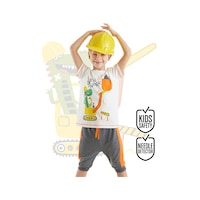 Denokids Dino At Work Erkek Çocuk T-shirt Kapri Şort Takım Denokids Dino At Work Erkek Çocuk T-shirt Kapri Şort Takım