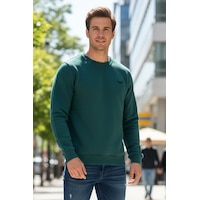 Remsa Erkek İçi Şardonlu Bisiklet Yaka Pamuklu Sweatshirt 0319 Zümrüt Yeşil Zümrüt Remsa Erkek İçi Şardonlu Bisiklet Yaka Pamuklu Sweatshirt 0319 Zümrüt Yeşil Zümrüt