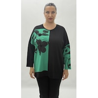 Büyük Beden Taşlı Çiçek Detaylı Uzun Kol Oversize Kadın Bluz Yeşil Büyük Beden Taşlı Çiçek Detaylı Uzun Kol Oversize Kadın Bluz Yeşil