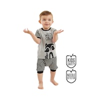 Denokids Rakun Erkek Bebek T-shirt Kısa Pantolon Takım Gri Denokids Rakun Erkek Bebek T-shirt Kısa Pantolon Takım Gri