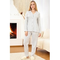 Remsa Kadın Çizgili Desen Suprem Pijama Takımı 0489 Gri03 Gri03 Remsa Kadın Çizgili Desen Suprem Pijama Takımı 0489 Gri03 Gri03