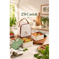 Porsima Bl25229 Isı Yalıtımlı Çanta Paslanmaz Çelik 2 Parça Vakumlu Yemek Termosu Beslenme Kutusu Taşınabilir Lunch Box Sefer Tası Krem