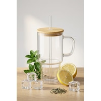 Porsima 4571 Isıya Dayanıklı Borosilikat Cam Pipetli Bambu Kapaklı Bardak 800ml Bambu - Şeffaf Porsima 4571 Isıya Dayanıklı Borosilikat Cam Pipetli Bambu Kapaklı Bardak 800ml Bambu - Şeffaf