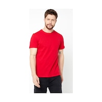 Mmetalic Erkek Siyah %100 Pamuk T- Shirt Regular Fit Rahat Kesim Bisiklet Yaka Basic Tişört Kırmızı Mmetalic Erkek Siyah %100 Pamuk T- Shirt Regular Fit Rahat Kesim Bisiklet Yaka Basic Tişört Kırmızı