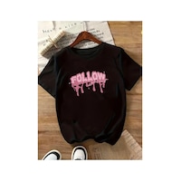 Medinenur Fallow Baskılı Basic T-shirt Siyah Medinenur Fallow Baskılı Basic T-shirt Siyah