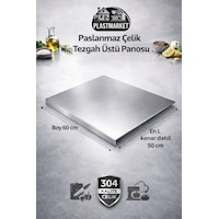 Paslanmaz Çelik Tezgah Üstü Kesme Doğrama Yoğurma Tahtası - L Kenar - Xl Ekstra Büyük Boy Metalik