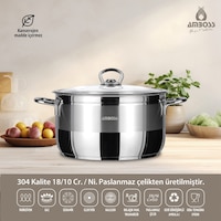 Amboss Saphire Paslanmaz Çelik Cam Kapaklı Derin Tencere - 28 Cm Amboss Saphire Paslanmaz Çelik Cam Kapaklı Derin Tencere - 28 Cm