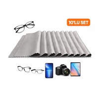 Gri Gözlük Temizleme Bezi, Gri, Mikrofiber, 10'lu Set, Telefon Kamera Tablet Ekran Temizliği İçin Gri Gözlük Temizleme Bezi, Gri, Mikrofiber, 10'lu Set, Telefon Kamera Tablet Ekran Temizliği İçin
