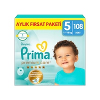 Prima Bebek Bezi Premium Care 5 Beden Aylık Fırsat Paketi 108 Adet Prima Bebek Bezi Premium Care 5 Beden Aylık Fırsat Paketi 108 Adet