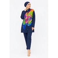 Pierre Cardin Büyük Beden Önü Desenli Dik Yaka Fermuarlı Paraşüt Kumaş Altı Likralı Çift Boneli Kadın Tesettür Mayo Lacivert Pierre Cardin Büyük Beden Önü Desenli Dik Yaka Fermuarlı Paraşüt Kumaş Altı Likralı Çift Boneli Kadın Tesettür Mayo Lacivert