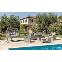 Lüks Rattan Görünümlü 7 Kişilik Bahçe Oturma Takımı Ve 2 Kişilik Salıncak Seti - Gri Minderli Teras Balkon Mobilyası Gri Lüks Rattan Görünümlü 7 Kişilik Bahçe Oturma Takımı Ve 2 Kişilik Salıncak Seti - Gri Minderli Teras Balkon Mobilyası Gri