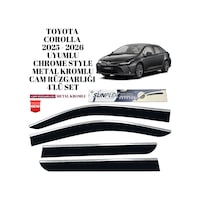 Toyota Corolla 2025 2026 Uyumlu Chrome Style Metal Kromlu Cam Rüzgarlığı 4 Parça Sunplex Toyota Corolla 2025 2026 Uyumlu Chrome Style Metal Kromlu Cam Rüzgarlığı 4 Parça Sunplex