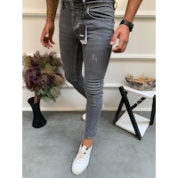 Onezero Erkek Gri Skinnyfit Likralı Jean Kot Pantolon Gri Onezero Erkek Gri Skinnyfit Likralı Jean Kot Pantolon Gri