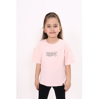 Toontoy Kids Kız Çocuk Baskılı Bisiklet Yaka Kısa Kollu Tişört Pudra Toontoy Kids Kız Çocuk Baskılı Bisiklet Yaka Kısa Kollu Tişört Pudra