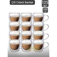 12 Li Set Kulplu Cappuccino Bardağı Latte Bardağı Çift Cidarlı Americano Bardağı 250 Ml Kahve Bardak Şeffaf 12 Li Set Kulplu Cappuccino Bardağı Latte Bardağı Çift Cidarlı Americano Bardağı 250 Ml Kahve Bardak Şeffaf