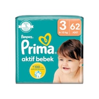 Prima Aktif Bebek 3 Beden Midi Bebek Bezi 62 Adet Prima Aktif Bebek 3 Beden Midi Bebek Bezi 62 Adet