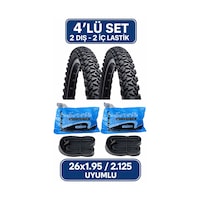 26 Jant Bisiklet Lastik Seti 2 Dış 2 İç Lastik 26x1.95 / 2.125 Uyumlu Mtb Bisiklet Uyumlu Komple Set