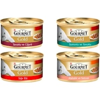 Gourmet Gold Parça Etli 4 Çeşit Karışık Konserve Yetişkin Kedi Maması 24 x 85 G