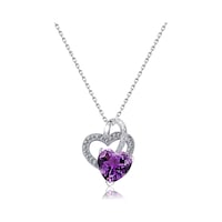 Brezza Lusso Jewelry Gümüş Ametist Taşlı Çift Kalp Kadın Gümüş Kolye 45 CM Brezza Lusso Jewelry Gümüş Ametist Taşlı Çift Kalp Kadın Gümüş Kolye 45 CM