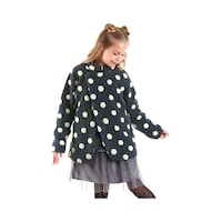 Denokids Beyaz Puantiye Kız Çocuk Füme Mont Palto Renkli