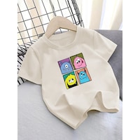 Uyguntarz Çocuk Canavarlar Baskılı Tasarım Tshirt Bej Uyguntarz Çocuk Canavarlar Baskılı Tasarım Tshirt Bej
