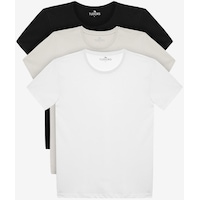 Tudors Unisex 3'lü Paket Siyah-beyaz-taş Rengi Slim Fit Dar Kesim %100 Pamuk Bisiklet Yaka Tişört-31310 Multi Çok Renkli Tudors Unisex 3'lü Paket Siyah-beyaz-taş Rengi Slim Fit Dar Kesim %100 Pamuk Bisiklet Yaka Tişört-31310 Multi Çok Renkli