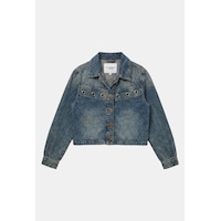 Kadın Kot Rengi 4w6-8 Kemer Boy Kuş Gözü Detaylı Özel Tasarım Denim Ceket Kadın Kot Rengi 4w6-8 Kemer Boy Kuş Gözü Detaylı Özel Tasarım Denim Ceket
