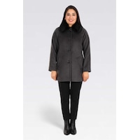 Tolga Saraçoğlu Oversize Midi Kaban - Minimalist Tasarım Antrasit Tolga Saraçoğlu Oversize Midi Kaban - Minimalist Tasarım Antrasit