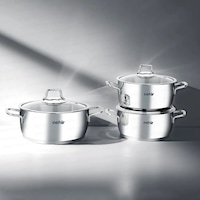 Nehir Silver Klasik 6 Parça Çelik Derin Tencere Seti Nehir Silver Klasik 6 Parça Çelik Derin Tencere Seti
